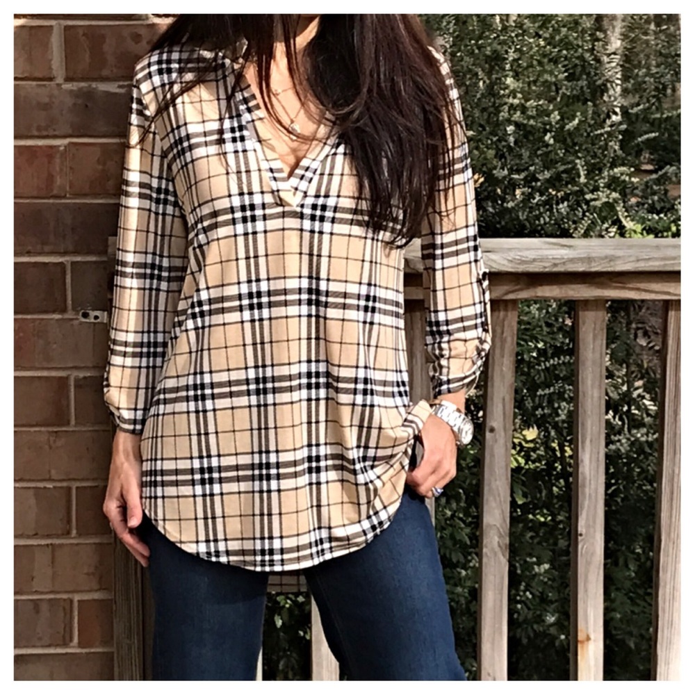 plaid tunic top
